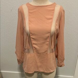 Peach Sheer Panel Blouse